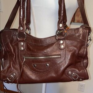 Deep Brown Leather Shoulder Bag